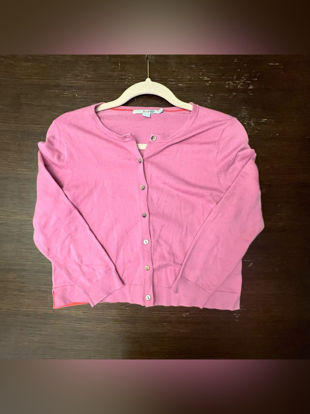 Boden Sm Favorite Crew Cardigan Barbie Pink Cotton Blend Button Front Lightweigh